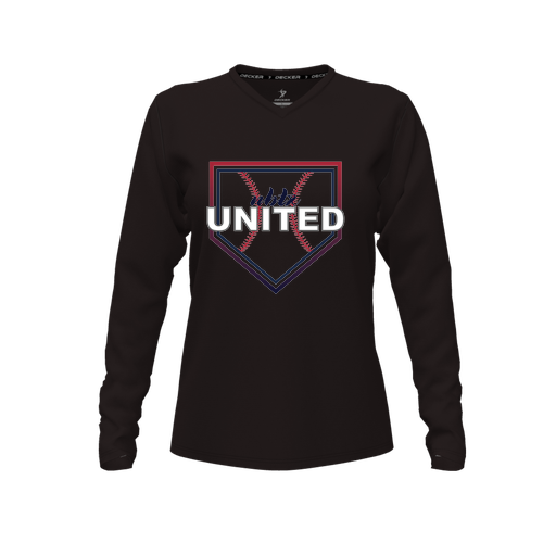 [CUS-DFW-TEES-CMF-VNK-LSL-BLK-FYXS-LOGO3] Decker Comfort T-Shirt (Female Youth XS, Black, V Neck, Logo 3, Long Sleeve)