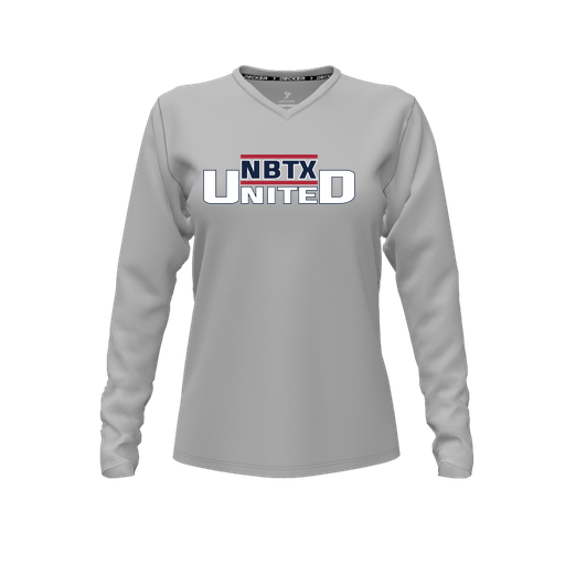 [CUS-DFW-TEES-CMF-VNK-LSL-GRY-FYXS-LOGO1] Decker Comfort T-Shirt (Female Youth XS, Gray, V Neck, Logo 1, Long Sleeve)
